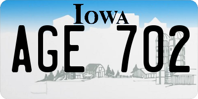 IA license plate AGE702