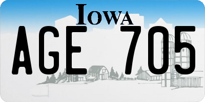 IA license plate AGE705