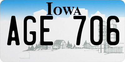 IA license plate AGE706