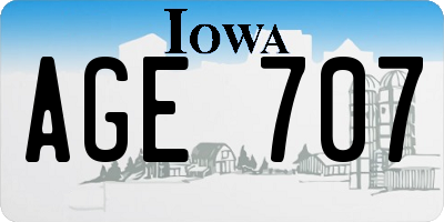 IA license plate AGE707