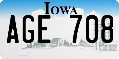 IA license plate AGE708