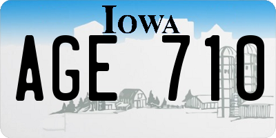 IA license plate AGE710