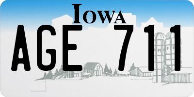 IA license plate AGE711