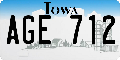 IA license plate AGE712