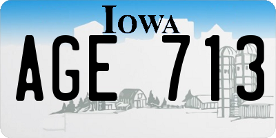 IA license plate AGE713