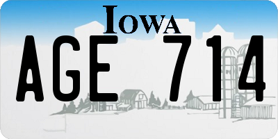 IA license plate AGE714