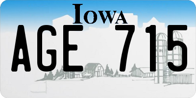 IA license plate AGE715