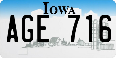 IA license plate AGE716