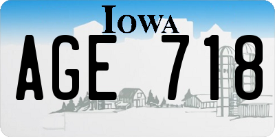 IA license plate AGE718