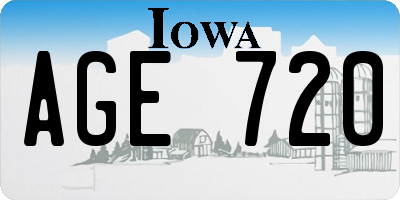 IA license plate AGE720