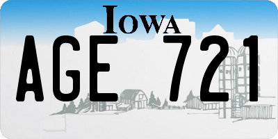 IA license plate AGE721