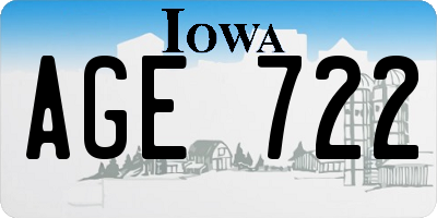IA license plate AGE722