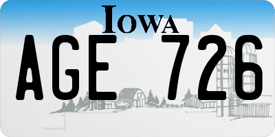 IA license plate AGE726