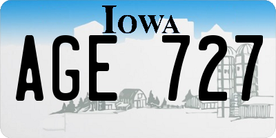 IA license plate AGE727