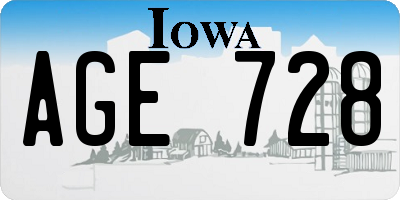 IA license plate AGE728