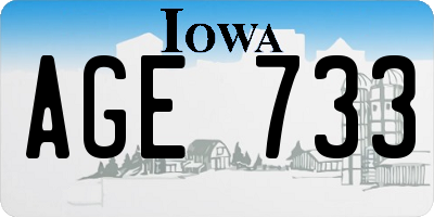 IA license plate AGE733