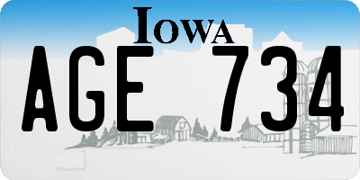 IA license plate AGE734