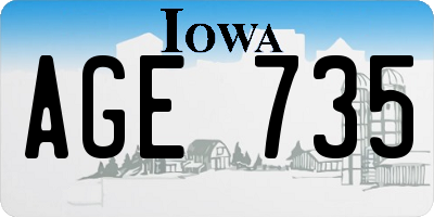 IA license plate AGE735