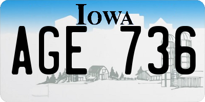 IA license plate AGE736