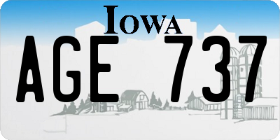 IA license plate AGE737