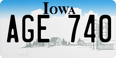 IA license plate AGE740