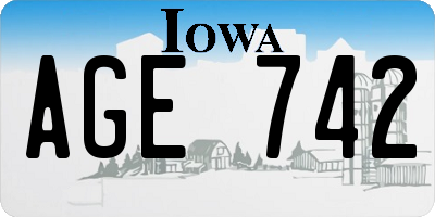 IA license plate AGE742