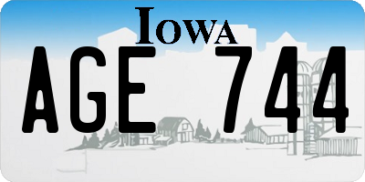 IA license plate AGE744