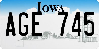 IA license plate AGE745
