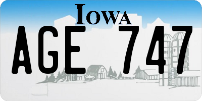 IA license plate AGE747