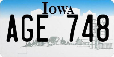 IA license plate AGE748