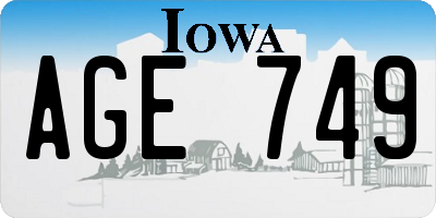 IA license plate AGE749