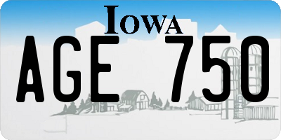 IA license plate AGE750