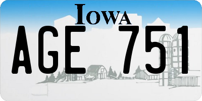 IA license plate AGE751