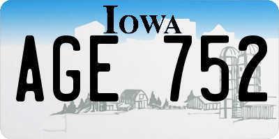 IA license plate AGE752