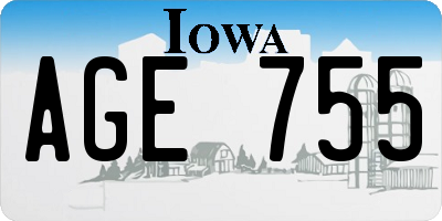 IA license plate AGE755