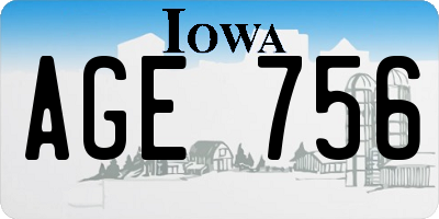 IA license plate AGE756