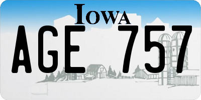 IA license plate AGE757