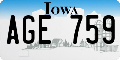 IA license plate AGE759