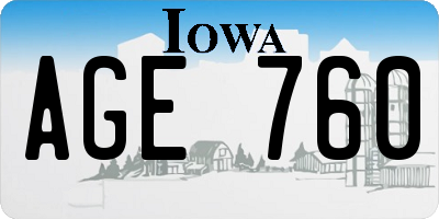 IA license plate AGE760