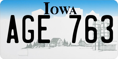 IA license plate AGE763