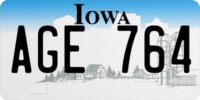 IA license plate AGE764