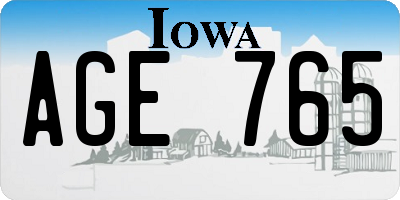 IA license plate AGE765