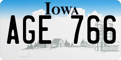 IA license plate AGE766