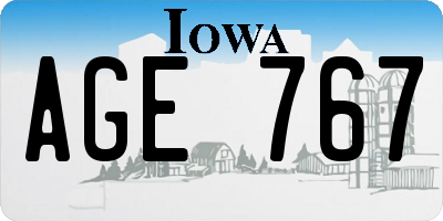 IA license plate AGE767