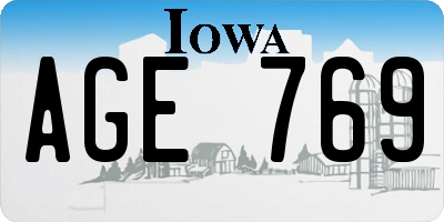 IA license plate AGE769