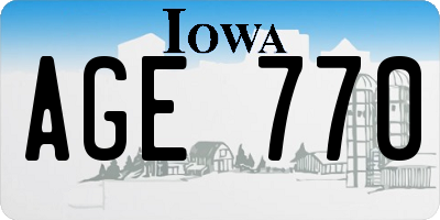 IA license plate AGE770