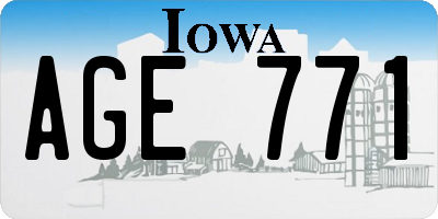IA license plate AGE771