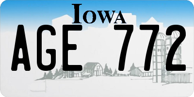 IA license plate AGE772