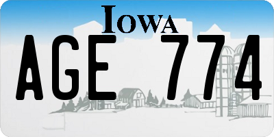IA license plate AGE774