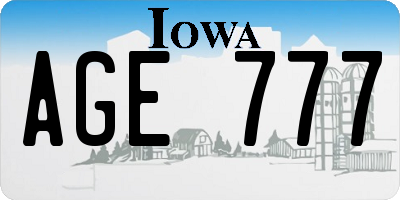 IA license plate AGE777